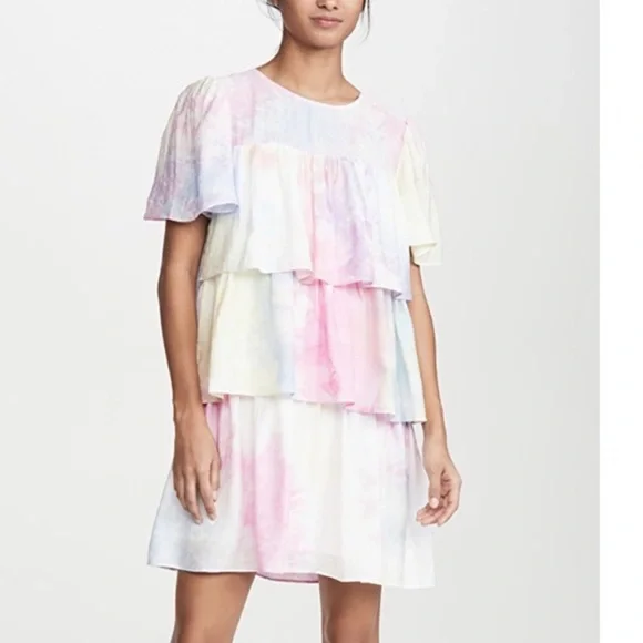 English Factory | Dresses | English Factory Shirring A Line Dress Tiered  Ruffle Tie Dye Size Small | Poshmark